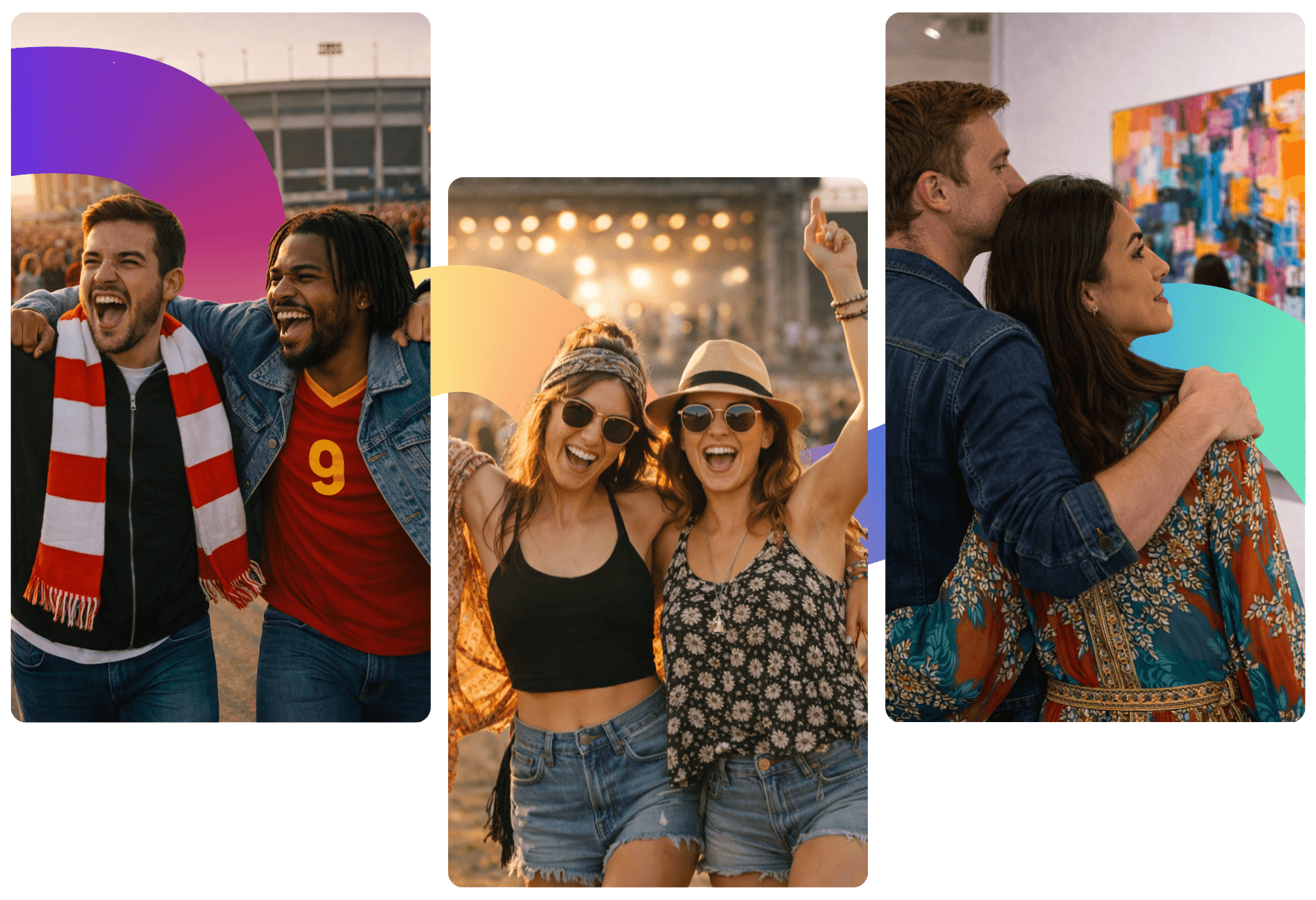 Captures from the Arenametrix solution representing audience segmentation indicators (age, gender, average basket, etc.)